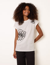 T-Shirt With Big Floral Embroidery