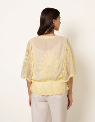 Sun Flower Lace Sleeve Blouse
