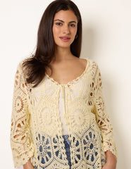 Long-Sleeved Crochet Cardigan