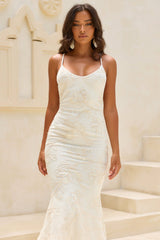 Whispered Bloom Crochet Maxi Dress - Cream