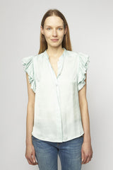 FINAL SALE- Zadig & Voltaire Tiza Satin Shirt in Celadon
