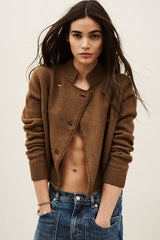 ba&sh Melodia Cardigan in Camel