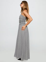 Arkadia Strapless Maxi Dress Black / White Check