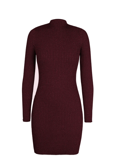 525 America Mabel Metallic Dress in Oxblood