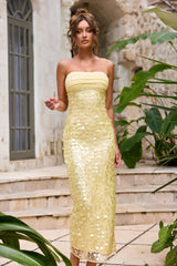 Soleil Mirage Sequin Maxi Dress - Lemon