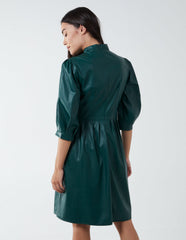 High Neck PU Dress