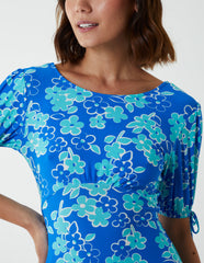 Crew Neck Midi Dress With Scrunchie Back Detail