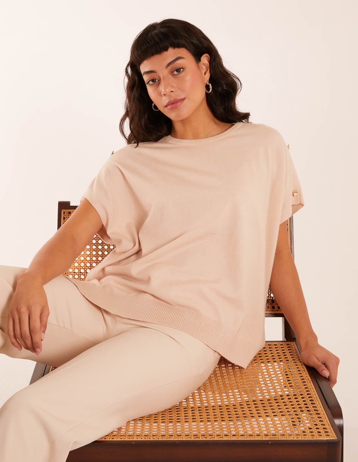 Oversized Button Shoulder Top