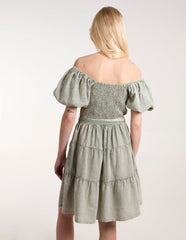 Milkmaid Puff Sleeve Mini Dress