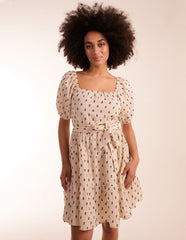 Dobby Spot Milkmaid Mini Dress