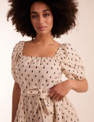 Dobby Spot Milkmaid Mini Dress