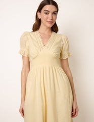 Embroidery Detail V-Neck Dress