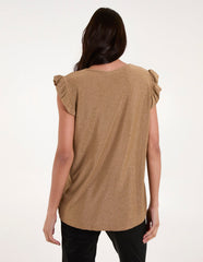 Frill Sleeve Metallic Top