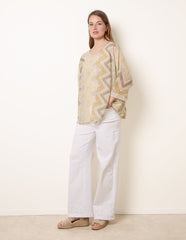 Zig Zag Round Neck Oversized Top