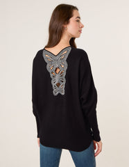 Batwing Jumper With Back Diamante Detailing