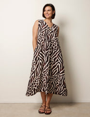 Animal Print V Neck Dress