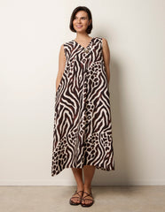 Animal Print V Neck Dress