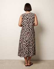 Animal Print V Neck Dress