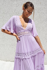 Charlotte Boho Maxi Dress - Lilac