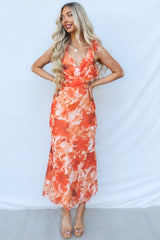 Jovia Maxi Dress - Orange Floral