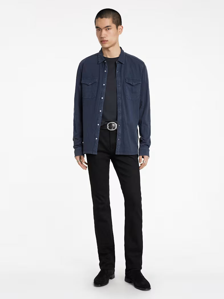 John Varvatos Arvon Western Shirt in Pacific Blue