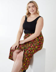 Curve Ruched Front Midi Skirt