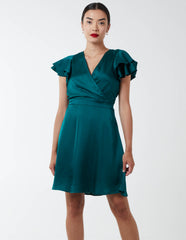 Double Angel Sleeve Wrap Dress