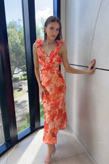Jovia Maxi Dress - Orange Floral
