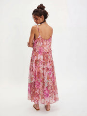 Soleil Printed Chiffon Maxi Dress - purple