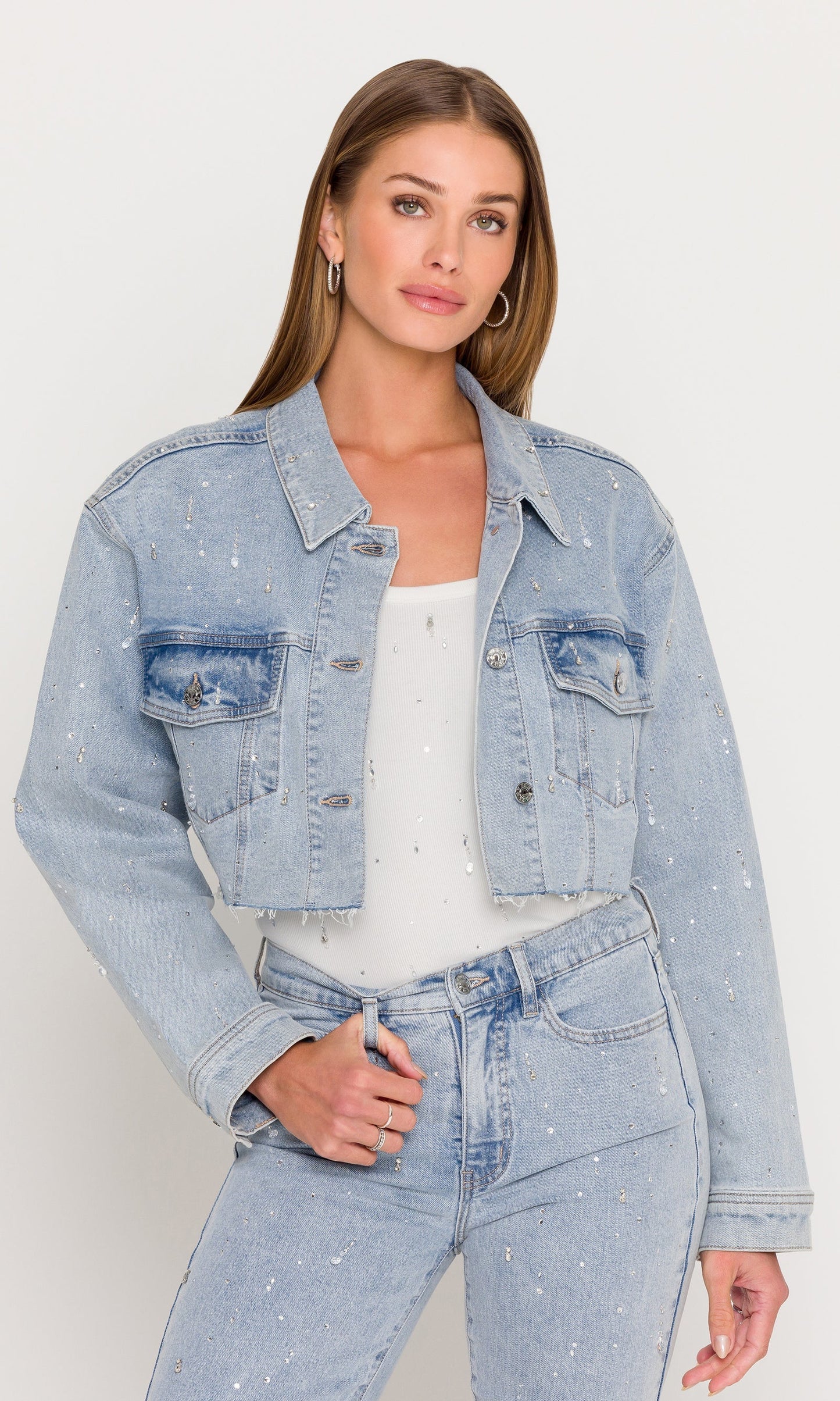 Generation Love Delan EMB Denim Jacket in Light Blue