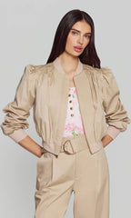 Generation Love Sariah Cotton Sateen Bomber in Light Khaki