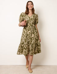 Coconut Button Belted Midi Dress