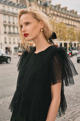 Hunter Bell Heather Top in Onyx Flocked Tulle
