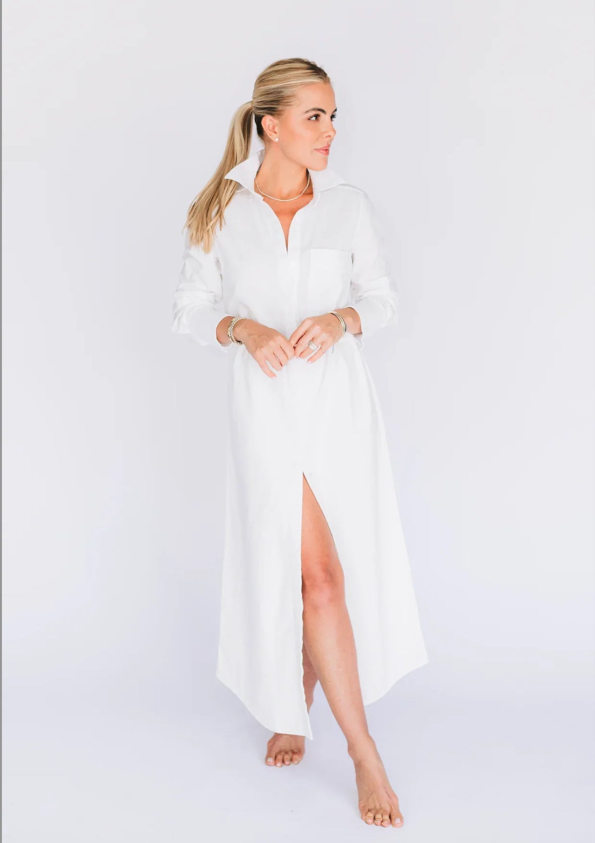 Hancock Alamo Maxi Dress Tocuyo in White