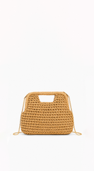 Palmira Faux Straw Clutch - Khaki