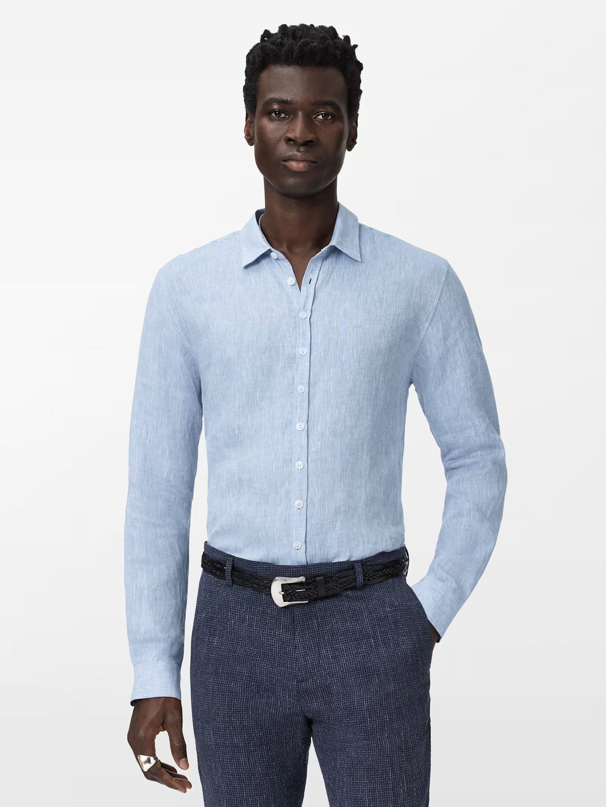 John Varvatos Bucks Shirt in Light Blue Heather