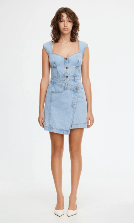 Acler Amesbury Mini Dress in Mid Wash