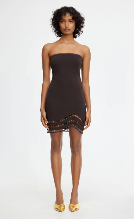 Acler Carbrook Mini Dress in Dark Coffee