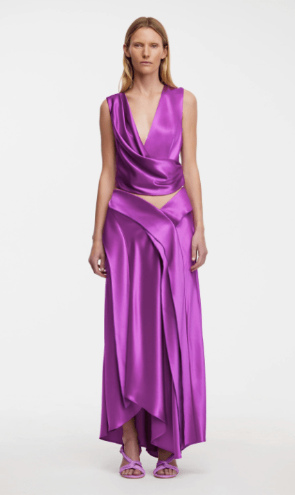 Acler Yewdale Maxi Skirt in Deep Mulberry