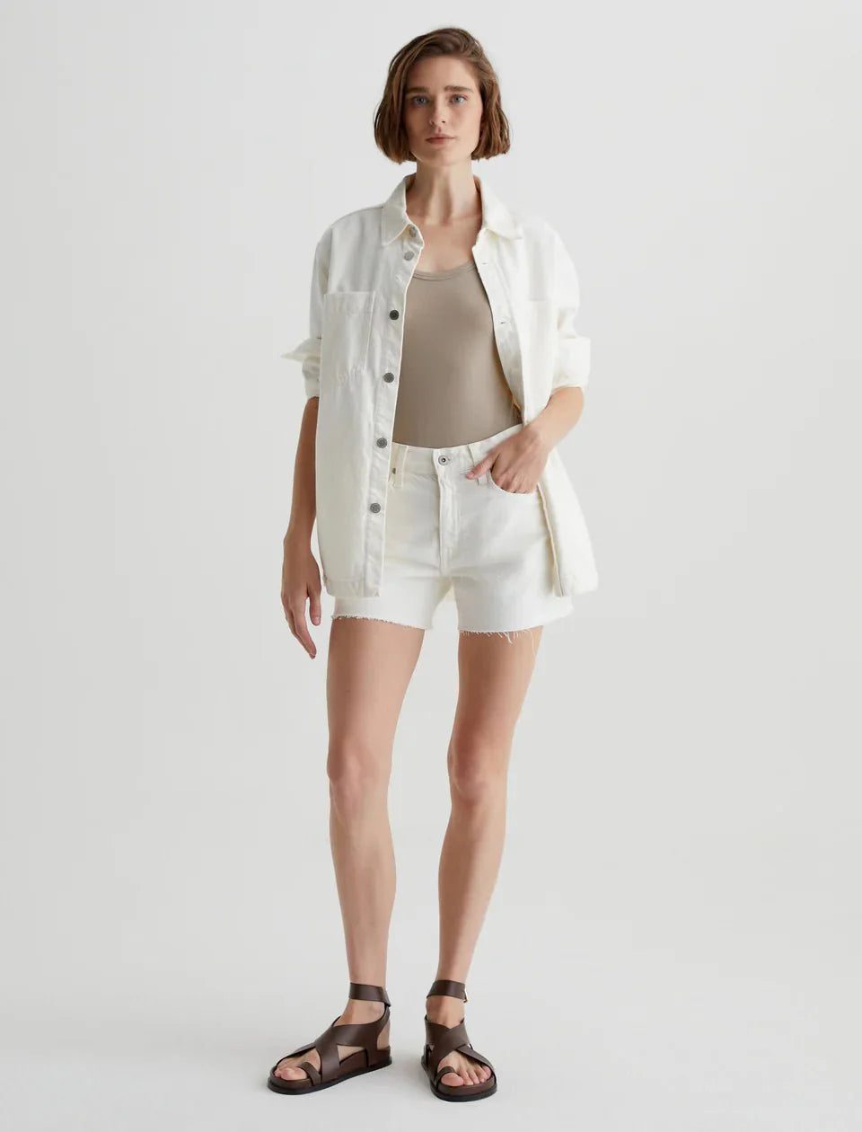 AG Halle High Rise Relaxed Shorts in Power Destructed
