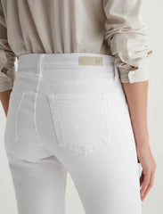 AG Mari Crop Slim Mid Rise Denim in Gallery White