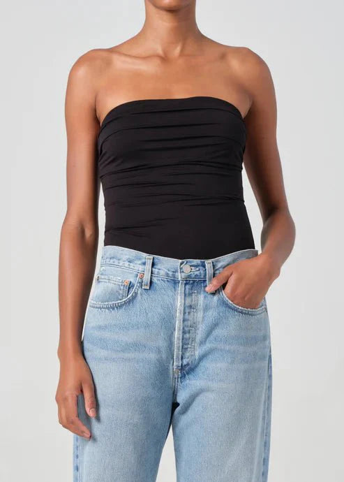 Agolde Gwyneth Strapless Bodysuit in Black