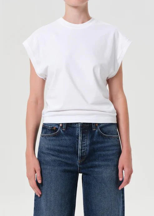 Agolde Meg Tee in White