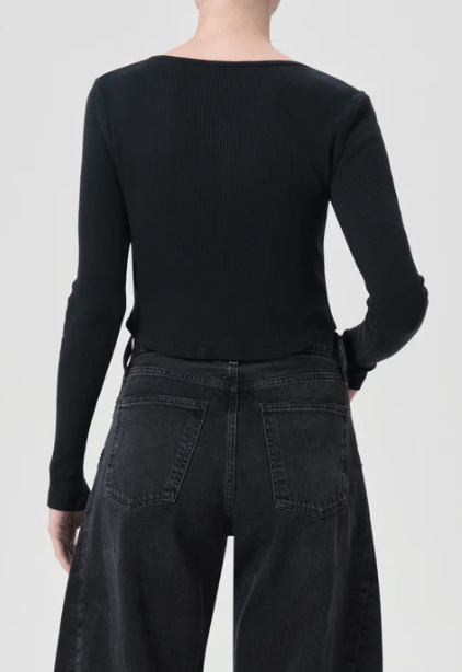 Agolde Nova Long Sleeve Tee in Beetle
