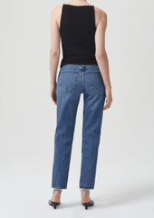 Agolde Riley Long High Rise Straight Jeans in Moor