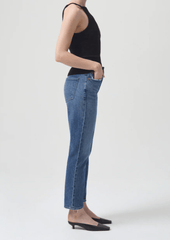 Agolde Riley Long High Rise Straight Jeans in Moor