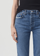 Agolde Riley Long High Rise Straight Jeans in Moor