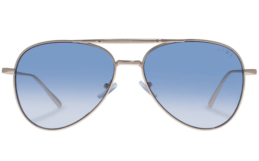 Aire Alpha Sunglasses in Bright Gold Blue Grad