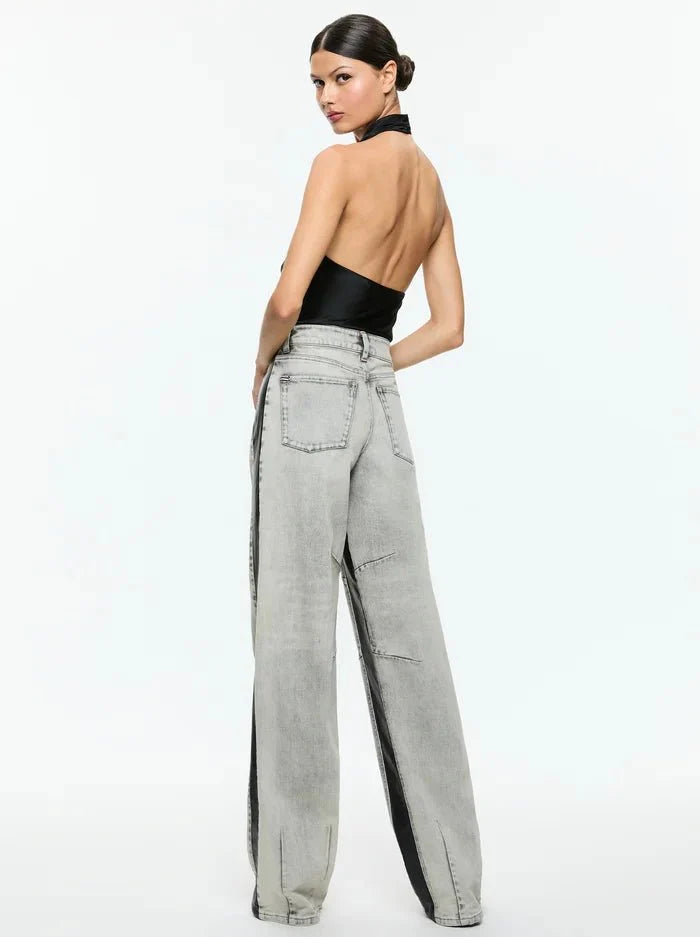 Alice + Olivia Ayanna Deep Cowl Top in Black