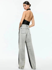 Alice + Olivia Ayanna Deep Cowl Top in Black